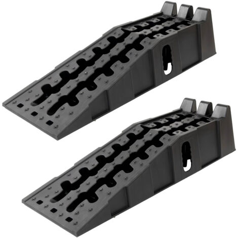 2 x Auffahrrampe mit Überfahrstopper 90 x 30 x 21,5 cm 5 t Traglast Kunststoff Auffahrkeil stapelbar