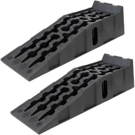 2 x Auffahrrampe mit Überfahrstopper 90,8 x 28 x 22 cm 5 t Traglast Kunststoff Auffahrkeil Wohnmobil