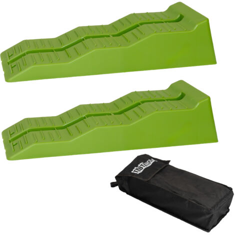 2 x Auffahrkeil mit Überfahrstopper 5 T 60 x 20 x 12 cm Kunststoff Ausgleichskeil 3 Stufen