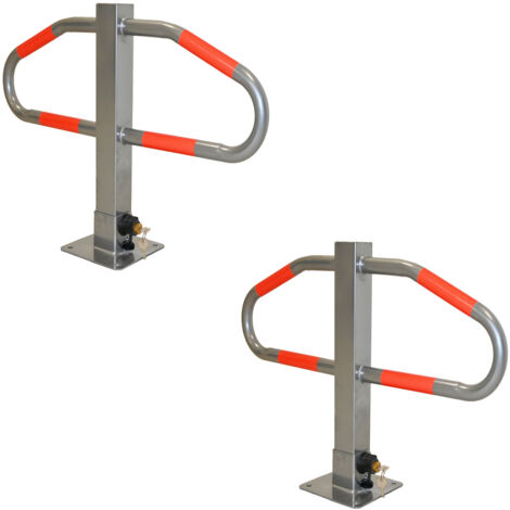 2x Parkplatzsperre 47 x 73 cm Metall grau abschließ- und klappbar Parkplatzbügel Sperrbügel Poller (1/5)