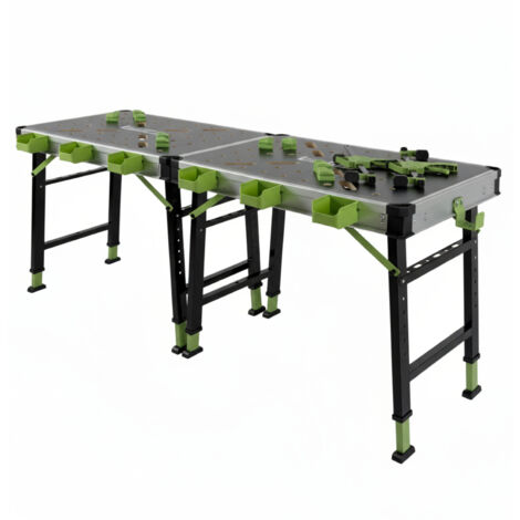 Produktbild von TRUTZHOLM 2er-Set Werkbank Klappbar – 60x85 Cm, Höhenverstellbar 73-90 Cm, Lochrastersystem, 450 Kg Tragkraft, Mit Schnellspannern & Boxen