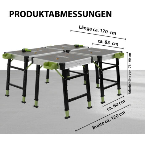 2er Set Klappbare Werkbänke 100 Kg – Höhenverst Produktbild-Vorschau 4