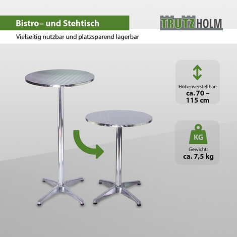 Stehtisch 2in1 höhenverstellbar 70/115cm Ø60cm Aluminium Bistrotisch Bartisch