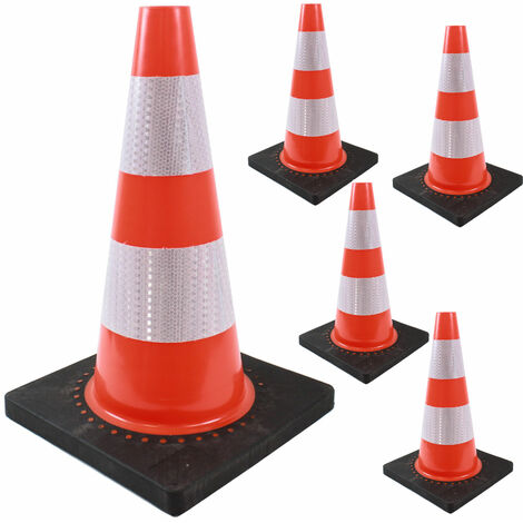 5x Verkehrskegel Pylone schwere Ausführung Leitkegel mit Reflektionsstreifen  45 cm  Warnkegel