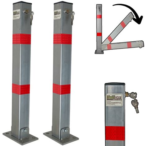 2x Absperrpfosten eckig Parkplatzsperre Sperrpfosten klappbar Standfuß (1/5)