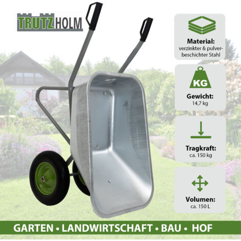 Ravendo Kinderschubkarre BJ350 – 50 Kg Tragkraft, Vollgummirad, 35 Liter Kunststoffmulde (rot)