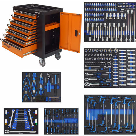 Holmwerk® Werkstattwagen orange 252 tlg. XXL bestückt gefüllt Assistent Werkzeugwagen (1/5)