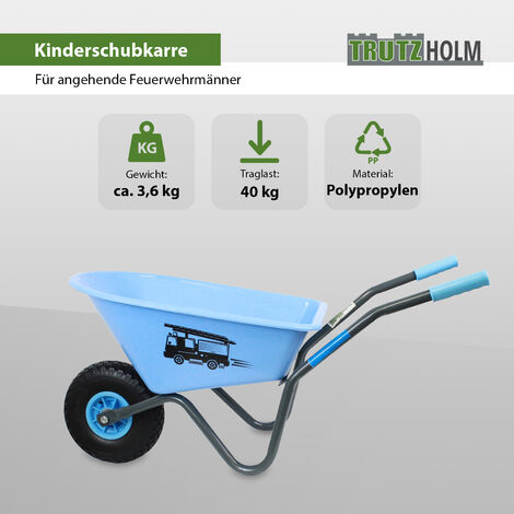 Kinderschubkarre blau Feuerwehr Schiebkarre Metallschubkarre Gartenkarre