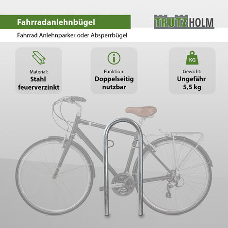 Fahrradanlehnbügel 111,5 x 40 cm Stahl feuerverzinkt Ø 49 mm Einbetonieren Fahrradständer Typ U