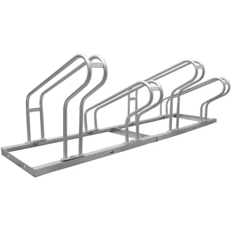 Fahrradständer für 4 Fahrräder höhenversetzt 140x45 cm Stahl feuerverzinkt 2x2 Bodenparker in grau