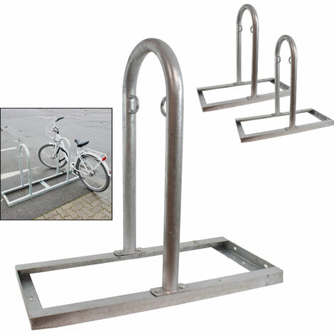 2 x Fahrradanlehnbügel 90 x 84 cm Stahl feuerverzinkt Ø 49 mm grau freistehend Fahrradständer Parker Typ U