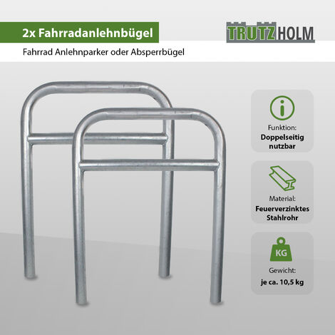 2 x Fahrradanlehnbügel 78 x 115 cm Stahl feuerverzinkt Ø 60 mm grau Einbetonieren Fahrradständer Parker Typ H