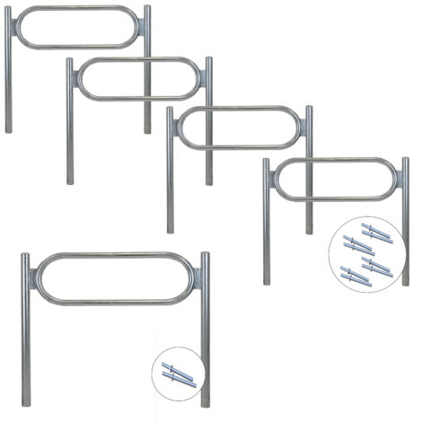 5x Fahrradanlehnbügel 115 x 124 cm Stahl feuerverzinkt Ø 60 mm Einbetonieren Fahrradständer Typ O (1/5)