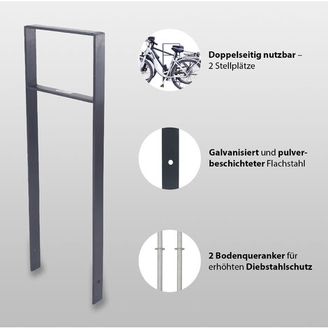 TRUTZHOLM Fahrrad-Anlehnbügel Aus Stahl Zum Einbetonieren – Galvanisiert & Pulverbeschichtet, Für 2 Räder