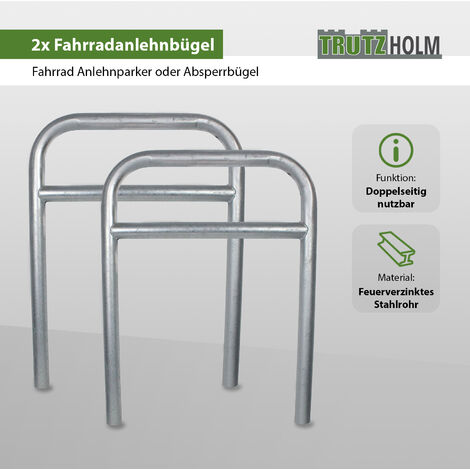 2x Fahrradanlehnbügel 115 x 78 cm Stahl feuerverzinkt Ø 49 mm zum Einbetonieren Fahrradständer Typ H