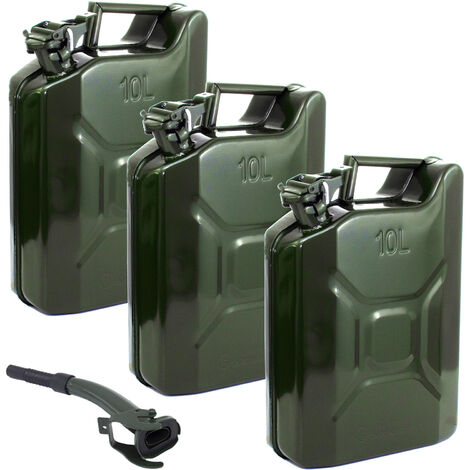 3x Kraftstoffkanister Olivgrün 10 Liter inkl. 1x Ausgießer