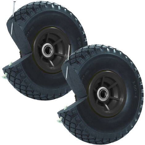 2x Sackkarrenrad Vollgummi 260x85 mm 3.00-4 60mm Nabenlänge Ersatzrad Nabenversatz schwarz