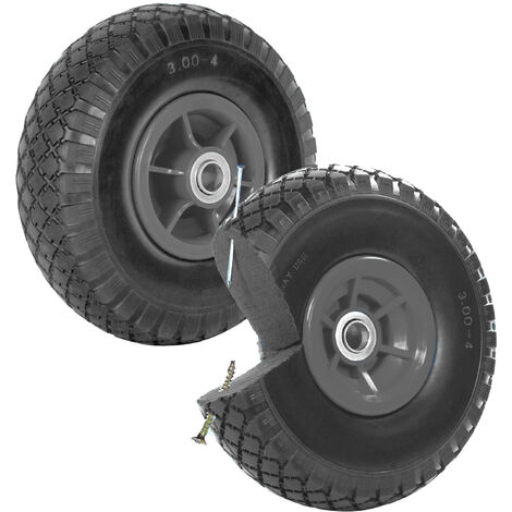 2x Sackkarrenrad Vollgummi 260x85 mm 3.00-4 60mm Nabenlänge Ersatzrad Nabenversatz grau