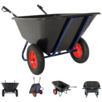 2-Rad Schubkarre XXL 290 L 300 kg Gartenschubkarre Hofkarre Schiebkarre Luftrad Metallfelgen schwarz