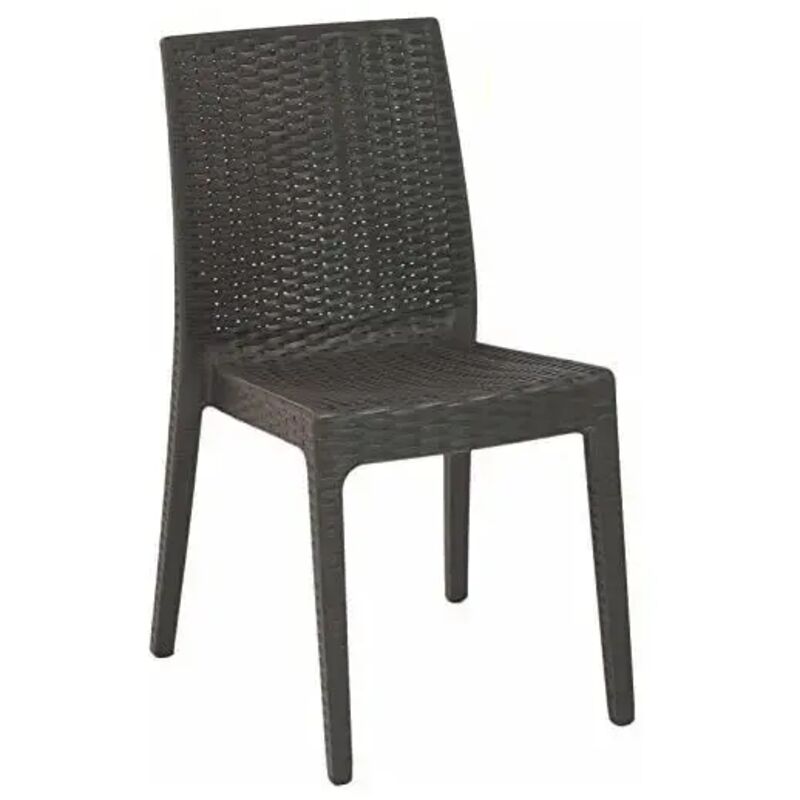 Sedia Selene In Resina Bianca Simil Rattan - 55x46x85cm, Impilabile