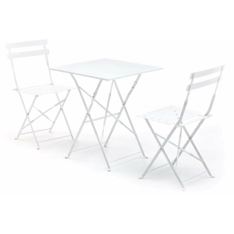 Set bistrot tavolo pieghevole 60x60 cm e 2 sedie pieghevoli con braccioli  in legno di acacia