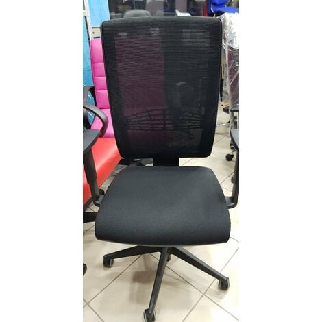 Sedia da ufficio Palmerston, Poltrona direzionale a rete con braccioli,  Seduta ergonomica da ufficio, 59x64h96/106 cm, Nero