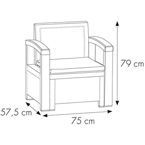 Bica 9067.3 Set Nebraska Salottino 4 Posti, Marrone, 119 x 74 x 57 cm