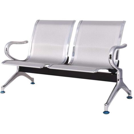 Panca Per Sale D'Attesa 2 Posti In Acciaio Microforato Serena Group Grigio - SJ820G-2