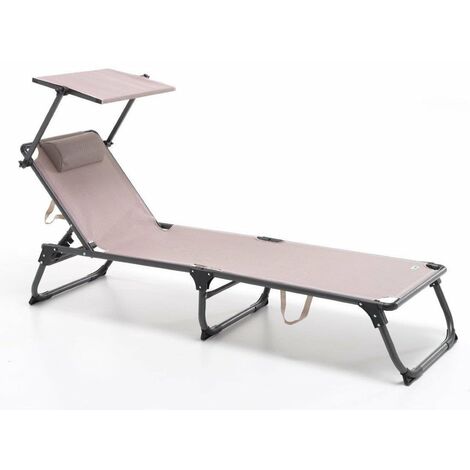Lettino Shark alluminio Mare Reclinabile pieghevole colore tortora 187x60x30 cm