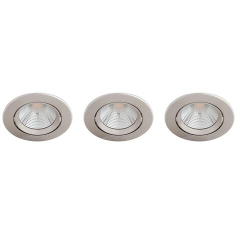 Pack 3 LED Downlight Philips "Sparkle" Rond 5,5W 350Lm Plaqué Nickel 2700K [PH-929002374322] (1/5)