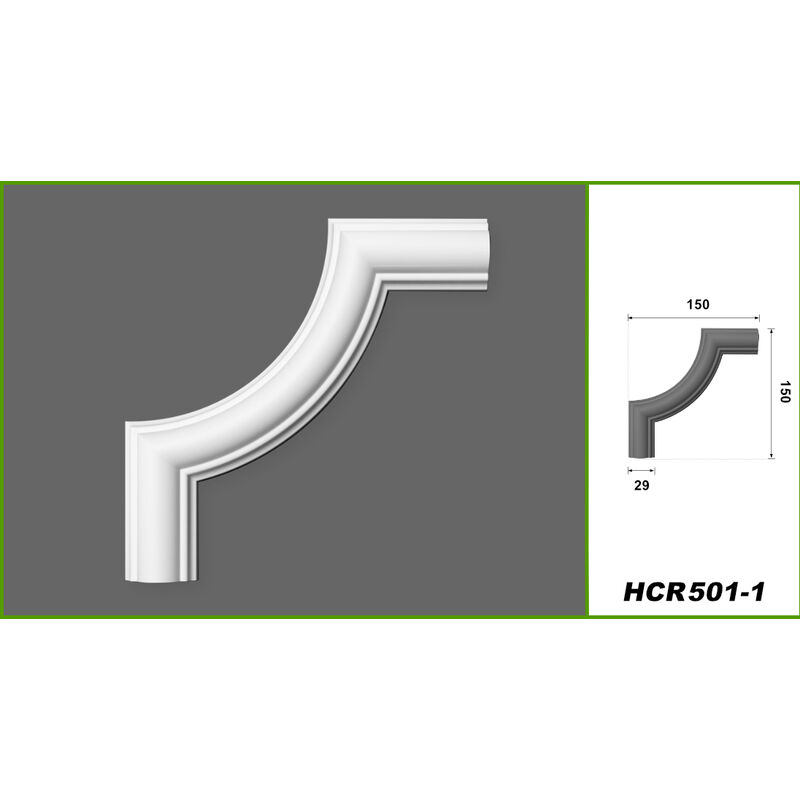 Stuckleisten aus HDPS Styropor - extrem widerstandsfähig, schneeweiß &  modern: HCR501-1 - 150 x 150 mm, Segment