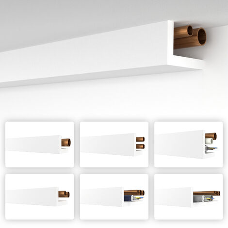 HEXIMO Rohrabdeckung XPS Heizungsrohr Abdeckung Verkleidung Winkelprofil Eckleisten Winkelleiste: HRA-4 - 58x90 mm, 10.2 Meter / 6 Leisten