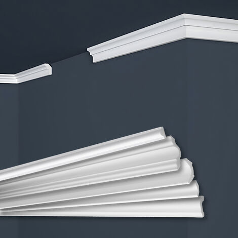 MARBET DESIGN Stuckleisten XPS Styropor weiß 2 Meter Deckenleisten  Wandleisten E-Leisten Modelle: E-2 / 17x25mm, 1-Innenecke / 1-Außenecke