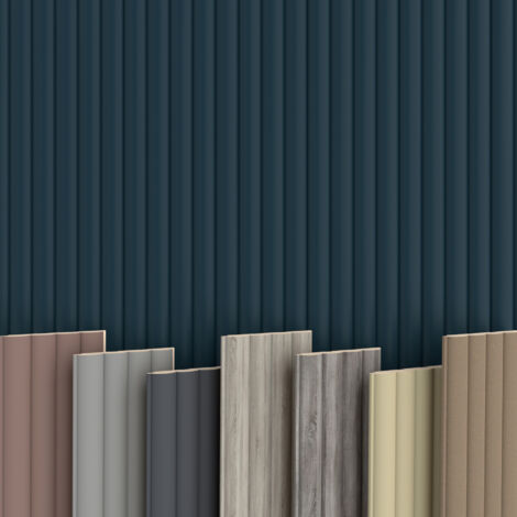 WAVE Lamellen 2,75m HEXIM MDF Holz Lamellenwand Wandverkleidung Lamellenpaneele Wand Paneele stoßfest: Ocean, Set (58cm breit)
