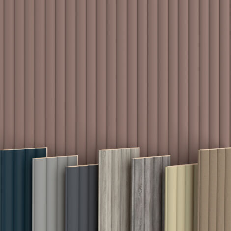 WAVE Lamellen 2,75m HEXIM MDF Holz Lamellenwand Wandverkleidung Lamellenpaneele Wand Paneele stoßfest: Mauve, Start- / Endlamelle