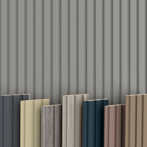 BEATS Lamellen 2,75m HEXIM MDF Holz Lamellenwand Wandverkleidung Lamellenpaneele Wand Paneele stoßfest: Sandgrey, Startlamelle