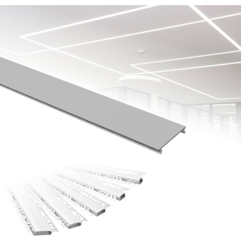 HEXIM LED Trockenbauprofil 2m Aluminium Profil Unterputz Lichtleiste für LED-Streifen inkl. Abdeckung: ALED 2 - 20mm Leuchtbreite, Montageabdeckung