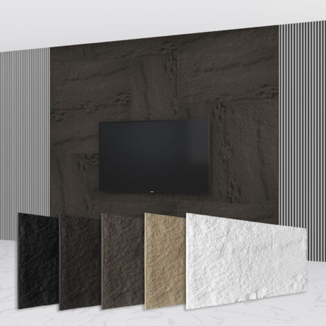 HEXIM Steinoptik Felsen Platten 120x60cm PU Wandverkleidung 0,73qm 3D Paneele Bruchstein Stone: 1 Paneel, A002-04 Grey