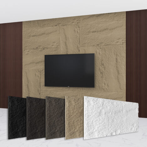 HEXIM Steinoptik Felsen Platten 120x60cm PU Wandverkleidung 0,73qm 3D Paneele Bruchstein Stone: 1 Paneel, A002-15 Beige