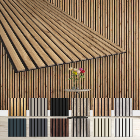 HEXIM Lamellen Akustikpaneele 1,67 m² flexible Wandpaneele 278x60cm MDF Wandverkleidung schalldämmend: Pecan - AP08, 2 Paneele - 3.34m²