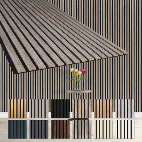 HEXIM Lamellen Akustikpaneele 1,67 m² flexible Wandpaneele 278x60cm MDF Wandverkleidung schalldämmend: Vintage Oak - AP07, 2 Paneele - 3.34m²