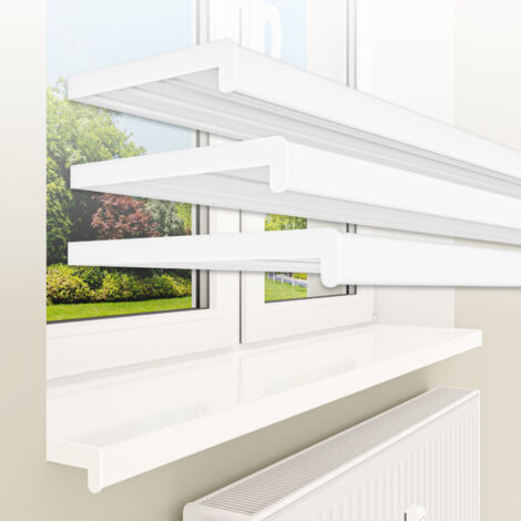 HEXIM Fensterbank bis 3 Meter Fensterbrett weiß matt glanz Kunststoff PVC innen DIN EN 13501-1: 30cm - Glanz, 240cm lang