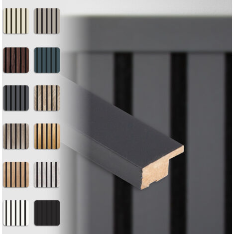 HEXIM Akustikpaneele Zubehör Abschlussleiste Lamellen MDF Wandverkleidung: Black Lead, 137.5cm