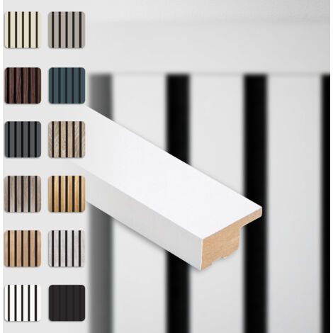 HEXIM Akustikpaneele Zubehör Abschlussleiste Lamellen MDF Wandverkleidung: White, 275cm