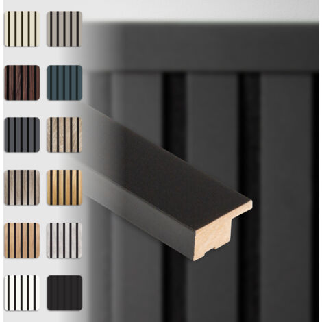 HEXIM Akustikpaneele Zubehör Abschlussleiste Lamellen MDF Wandverkleidung: Black Edition, 137.5cm (1/4)