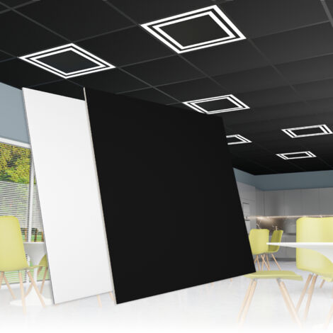 HEXIM Rasterdeckenplatten 62x62cm Deckenplatte PVC Deckenverkleidung Deckenpaneele Kunststoff Feuchtraum: YDB009 - schwarz, 320 Platten