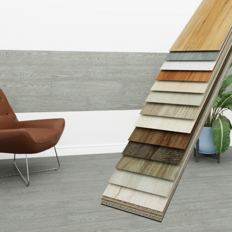 HEXIM Vinyldielen 0,97m² selbstklebend PVC Wandverkleidung Bodenbelag Holzoptik 91x15cm Paneele: 7 Dielen / 0.97 m², 1801-12 Cool Grey Oak