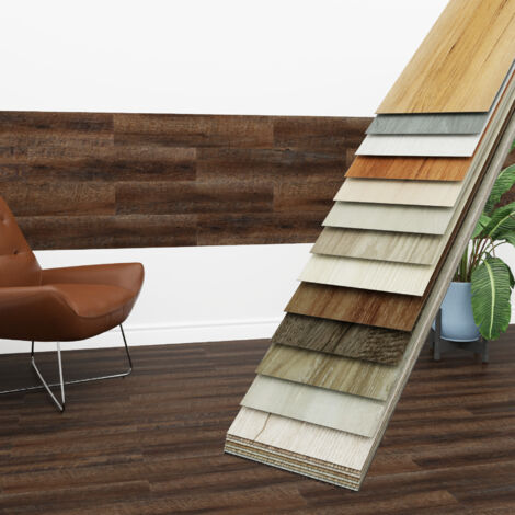 HEXIM Vinyldielen 0,97m² selbstklebend PVC Wandverkleidung Bodenbelag Holzoptik 91x15cm Paneele: 7 Dielen / 0.97 m², 1818-6 Mocha Walnut
