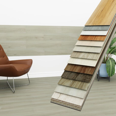 HEXIM Vinyldielen 0,97m² selbstklebend PVC Wandverkleidung Bodenbelag Holzoptik 91x15cm Paneele: 7 Dielen / 0.97 m², 1814-1  Misty Ash
