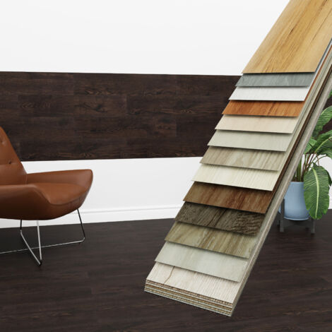 HEXIM Vinyldielen 0,97m² selbstklebend PVC Wandverkleidung Bodenbelag Holzoptik 91x15cm Paneele: 7 Dielen / 0.97 m², 1804-18 Ebony Black
